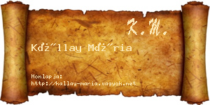 Kállay Mária névjegykártya