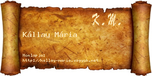 Kállay Mária névjegykártya